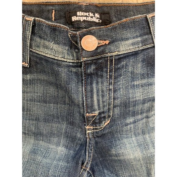 Rock & Republic Roth Rthva Jeans Low Flare Blue Size 28 Cut 000291 - Picture 2 of 12